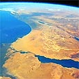 ישראל וחצי האי סיני כפי שצולמו מחלון המעבורת צילום: נאס"א