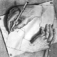 אשר, "Drawing Hands " , ליתוגרפיה, 1948