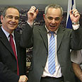 שמחה מוקדמת. שטייניץ, ברוש, ועיני בחודש לפני כמה שבועות צילום: גיל יוחנן