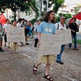 ההפגנה מול משרדי חברות כוח אדם צילום: דור גרבש