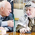 "ההנהגה לא מכירה במדינה היהודית". ערפאת ואבו עלא צילום: איי פי