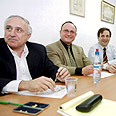 ישיבת מפלגת המרכז, מימין דליה רבין, איציק מרדכי, דן מרידור, רוני מילוא ואמנון ליפקין-שחק