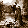 רפרודוקציה של הצייר V. J. Robertson המתארת את אנטיגונה מפזרת אפר על גופת אחיה הנרצח, פוליניקס רפרודוקציה של הצייר V. J. Robertson המתארת את אנטיגונה מפזרת אפר על גופת אחיה הנרצח, פוליניקס