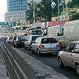 פקקים תרגיל משטרה איילון (צילום: ליאור ברמן)