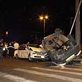תאונה ירושלים ילדים נפצעו נהג נמלט ניידת משטרה התנגש ב מכונית הגבעה הצרפתית (צילום: יוסי פוקס סוכנות הידיעות "חדשות 24")