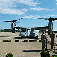מסוק V-22 בסיס חיל האוויר האמריקני בוסטון ארה"ב (צילום: חנן גרינברג)
