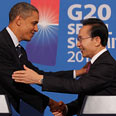 ברק אובמה לי מיונג בק דרום קוריאה G20 (צילום: AP)