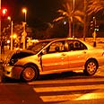  תאונה תאונת דרכים מרדף משטרתי רח' בן צבי נתניה (צילום: אסף ברזינגר לוגסי)