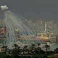 ירי ארטילרי על עזה צילום: AFP