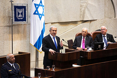 ראש הממשלה נתניהו, הערב בכנסת (צילום: אוהד צויגנברג)