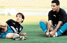 חיים רביבו ואיל ברקוביץ` באחד מאימוני הנבחרת