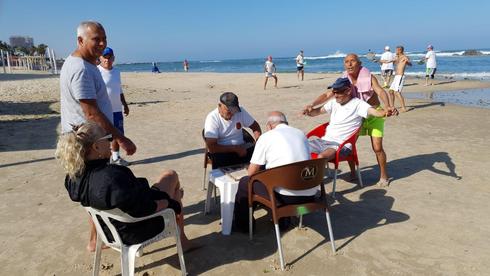 People on the beach in Bat Yam  ()